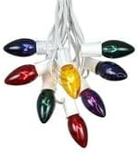Novelty Lights Multi Twinkle Incandescent Christmas String Lights - Retro Traditional C9 Indoor/Outdoor Light Set w/ 25 Mini Bulbs for Roof Lines, Patios (White Wire, 25' Long)