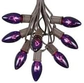 Novelty Lights C9 Purple Christmas String Light Set - Outdoor Christmas Light String - Hanging Christmas Lights - Roofline Light String - Outdoor Patio String Lights - Brown Wire - 25 Foot