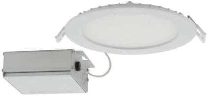 Satco CCT Selectable LED Slim-Fit Flat Lens Downlight with Remote Driver, 6 Inch Round, White