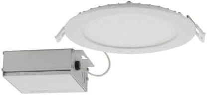 Satco CCT Selectable LED Slim-Fit Flat Lens Downlight with Remote Driver, 6 Inch Round, White