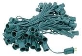 Novelty Lights, Inc. C910012-GR Commercial Grade Christmas Stringers, Intermediate Base (C9/E17), 12" Spacing, Green Wire, 100' Long (100 Sockets)