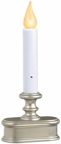 Xodus Innovations FPC1221P-R6 Battery Operated LED Dusk to Dawn Window Candle with Amber Steady On or Flicker Flame,Pewter/Silver Pack of 6