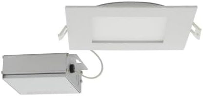 Satco CCT Selectable LED Slim-Fit Flat Lens Downlight with Remote Driver, 6 Inch Square, White