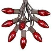 Novelty Lights C9 Red Christmas String Light Set - Outdoor Christmas Light String - Hanging Christmas Lights - Roofline Light String - Outdoor Patio String Lights - Brown Wire - 25 Foot