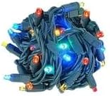 Novelty Lights 25ft 50 LED Multicolor Christmas Lights Outdoor/Indoor, 6" Spacing, Green Wire String Lights for Festive Xmas Lighting, IP55, UL Listed, Dimmable, Connectable