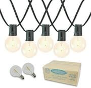 Novelty Lights 50 Feet G50 LED Patio String Light Set with 50 Bulbs, Warm White, Weather Resistant and Shatterproof Replaceable Plastic Globe Bulbs, Black Wire