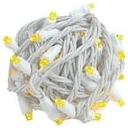 Novelty Lights 25ft Christmas String Lights, 50 Yellow LED Bulbs on White Wire, 6" Spacing, Connectable Indoor Outdoor Commercial Grade Lighting for Holidays Patio Weddings