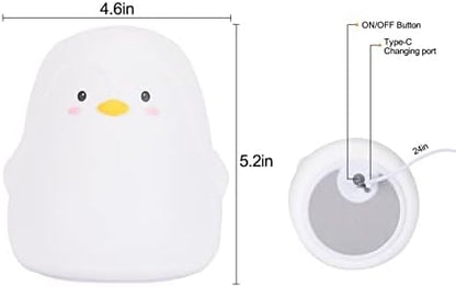 ZKLiLi Night Light for Kids Lamp, 16 Colors Lamp Cute, Dimmable Baby Night Lights for Nursery,Silicone Rechargeable Nightlight for Kids Room, Kawaii Room Decor (Penguin)