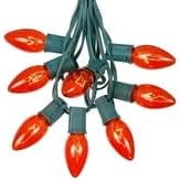 Novelty Lights C9 Orange Christmas String Light Set - Outdoor Christmas Light String - Hanging Christmas Lights - Roofline Light String - Outdoor Patio String Lights - Green Wire - 25 Foot