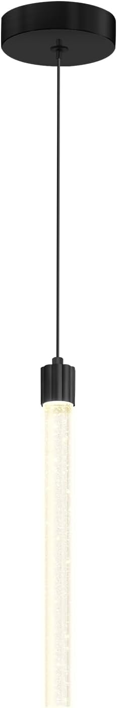 Modern Mini Crystal Pendant Light for Kitchen Island Dimmable LED Adjustable Crystal Column Chandelier Lighting Hanging Pendant Lighting 1 Light Black