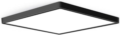 12inch 24W LED Flush Mount Ceiling Light, 6000K Square LED Ceiling Light, Black Flat Panel Lighting for Bedroom, Kitchen, Living Room