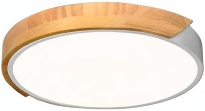 Modern LED Ceiling Light, Minimalist Wood Style Flush Mount Ceiling Light Fixture, Circle Lighting Lamp with Acrylic Lampshade for Bedroom Living Room Dining Room Laundry (White, 11.8'')