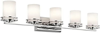 Kichler Hendrik 43" 5 Light Vanity Light with Satin Etched Cased Opal Chrome