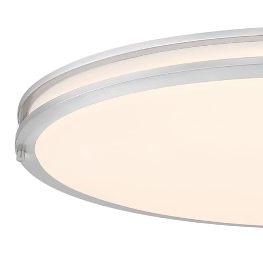 Westinghouse Lighting Lauderdale Transitional Contemporary One-Light, 33 Inch 40 Watt LED Indoor Flush Mount Fixture with Color Temperature Selection, Brushed Nickel Finish, Frosted Acrylic Shade