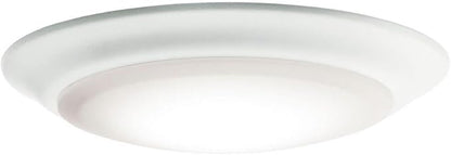Kichler Gen 1 LED Downlight in White, 7.5” Ceiling Flush Mount Wet Rated Interior Dimmable Light for Living Room, Dining Room, Kitchen, Bathroom and Bedroom, 4000K, (7.5” x 1.5”), 43846WHLED40