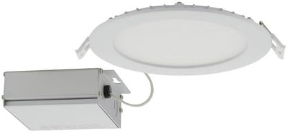 Satco CCT Selectable LED Slim-Fit Flat Lens Downlight with Remote Driver, 6 Inch Round, White