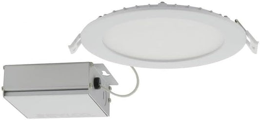 Satco CCT Selectable LED Slim-Fit Flat Lens Downlight with Remote Driver, 6 Inch Round, White