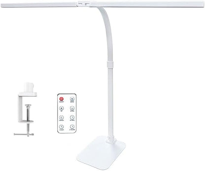 LED Desk Lamp for Office Dorm Home - Eye Caring Desk Light with Timer, Remote Control 24W Brightest Dual Screen Computer Monitor Gooseneck Dimmable Table lamp with Anti-Glare Cover Clamp & Base