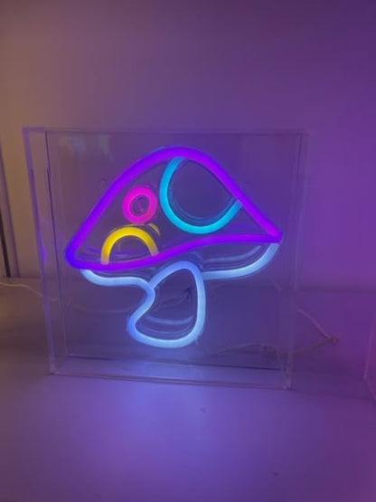 Light Up Your World! Wireless Express Neon Art Signs (5 Unique Styles) - Desktop & Wall Décor. Perfect for Bedrooms, Dorm Rooms, Office (Mushroom)