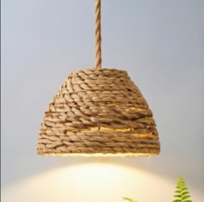 Hanging Grow Light for Indoor Plants, 30W 4000K Full Spectrum LED Pendant with Timer, Hand-Woven Shade, 15FT Cord, Kit for Large Tall Plants, Fiddle Leaf Fig, Boho Decor