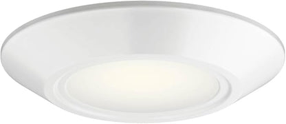 Kichler Horizon LED Downlight in White, 6.4" Flush Mount Interior Dimmable Light, 3000K, Wet Rated Integrated LED, (6.4" W x 1.3" H), 43873WHLED30, White