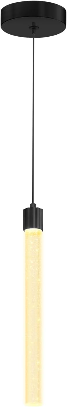 Modern Mini Crystal Pendant Light for Kitchen Island Dimmable LED Adjustable Crystal Column Chandelier Lighting Hanging Pendant Lighting 1 Light Black
