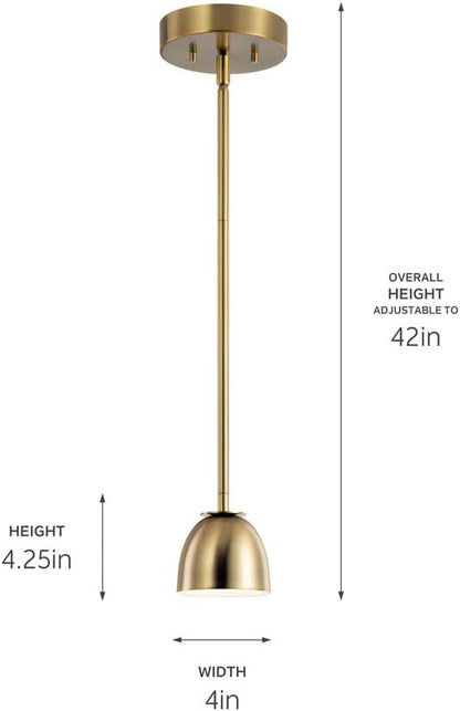 Kichler Baland 4 Inch 1 Light Mini Pendant in Brushed Natural Brass