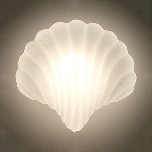 LITFAD Milk Glass Shell Shaped Wall Light One Light Modern Style LED Sconce Light Wall Lamp in White for Dining Room Bedroom Corridor Stairway
