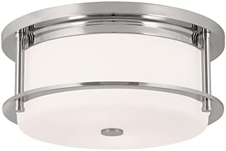 Kichler Brit 52595PN Flush Mount 2-Light 12˝ with Satin Etched Cased Opal Glass in Polished Nickel