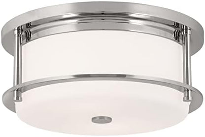 Kichler Brit 52595PN Flush Mount 2-Light 12˝ with Satin Etched Cased Opal Glass in Polished Nickel