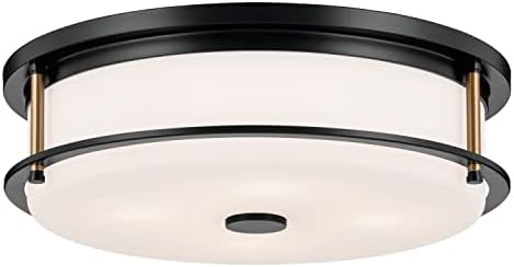 Kichler Brit 52597BKCPZ Flush Mount 4-Light 18˝ with Satin Etched Cased Opal Glass in Black and Champagne Bronze