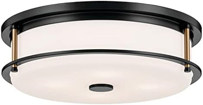 Kichler Brit 52597BKCPZ Flush Mount 4-Light 18˝ with Satin Etched Cased Opal Glass in Black and Champagne Bronze