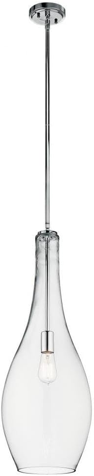 KICHLER Everly 29.5" 1 Light Teardrop Pendant Clear Glass Chrome