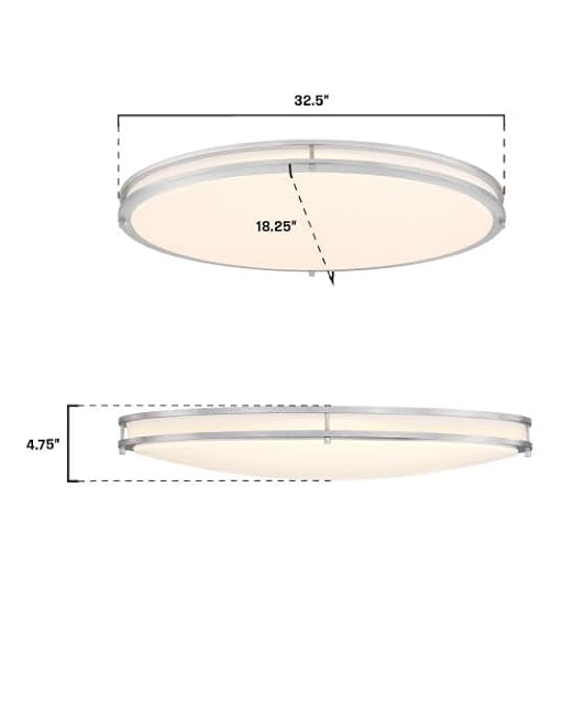 Westinghouse Lighting Lauderdale Transitional Contemporary One-Light, 33 Inch 40 Watt LED Indoor Flush Mount Fixture with Color Temperature Selection, Brushed Nickel Finish, Frosted Acrylic Shade