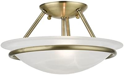 Livex Lighting 4823-01 Newburgh Collection 2 Light Semi-Flush, Antique Brass