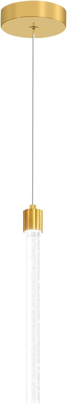 Modern Gold Crystal Pendant Light for Kitchen Island Lighting Dimmable LED Adjustable Crystal Column Chandelier Lighting Hanging Pendant Lighting