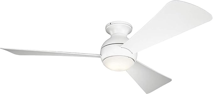 Kichler 330152MWH 54 Inch Sola Ceiling Fan LED, 3 Speed Wall Control Full Function, Matte White Finish with Matte White Blades