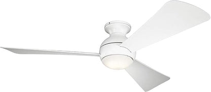 Kichler 330152MWH 54 Inch Sola Ceiling Fan LED, 3 Speed Wall Control Full Function, Matte White Finish with Matte White Blades