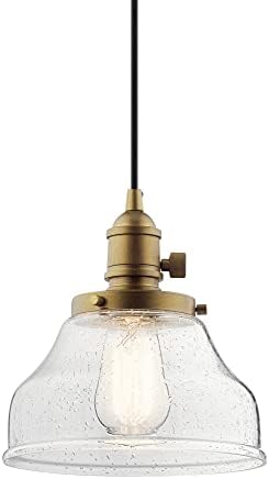 Kichler 43850NBR Avery Pendant, 1-Light 100 Watts, Natural Brass