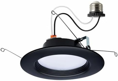 Satco S11835R1, 9 Watt; Dimmable LED Downlight Retrofit; 5.6 Inch; CCT Selectable Warm White to Natural Light; 120 Volts; Black Finish; Residential and Commercial Use