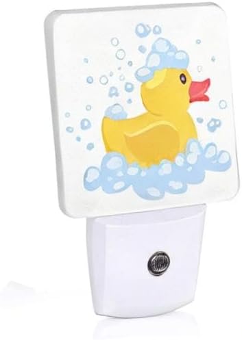 LED Night Light,Cartoon Yellow Rubber Duck LED Night Light Plug into Wall with Dusk to Dawn Light Sensor White Energy Efficient Nightlight for Bedroom Bathroom Hallway Living Room Kitchen