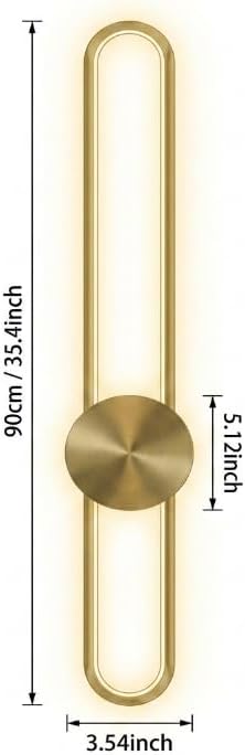 Modern Wall Sconce Dimmable 3000K/4000K/6000K LED Wall Light Fixture, Hardwired Wall Lamp for Living Room, Dining Room, Bedroom, Hallway, Lobby, Entryway (Brushed Gold, 35.4inch/H90cm)