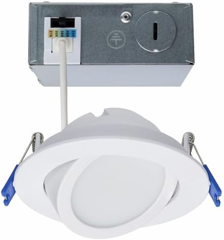 Satco CCT Selectable LED Low Profile Directional Downlight with Remote Driver, 4 Inches, White