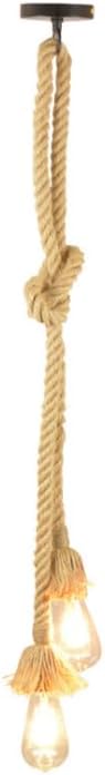 2 Head 1.5M Vintage Hemp Rope Light E26/E27 Base, Pendant Ceiling Light Lamp,Retro Style for Dining Hall Restaurant Bar Lighting(Bulb not Included)