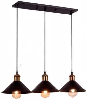 FIRVRE 3-Light Industrial Pendant Light Fixture, Adjustable Metal Hanging Lamp, Vintage Pendant Lighting for Kitchen,Restaurant,Dining Room,Cafe(Bulb Not Included)