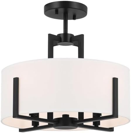 Kichler Malen 52591BK Convertible Semi-Flush 4-Light 15.5˝ with White Fabric Shade in Black