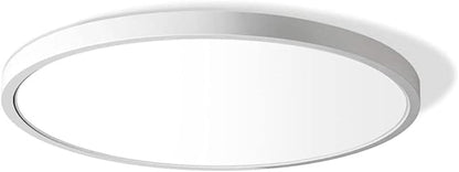 LightingWill 12 Inch LED Flush Mount Ceiling Light Fixture, 6000K Cool White, 3200LM, 24W, Flat Modern Round Lighting Fixture, 240W Equivalent White Ceiling Lamp for Kitchens, Bedrooms.etc.