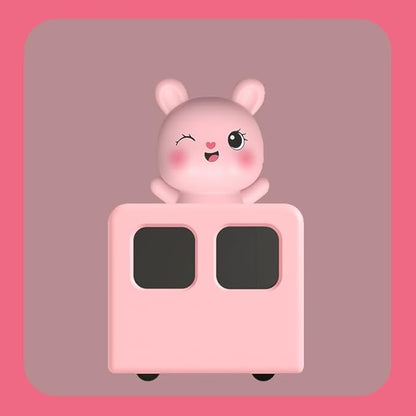 Colorful Life Interactive Train Night Light – Sensor Engine with Musical Animal Cars, Magnetic Connection, Rechargeable, Warm & White LED, Cute Bunny Design (Pink Rabbit, Eight Tone Model)