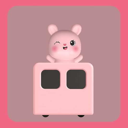 Colorful Life Interactive Train Night Light – Sensor Engine with Musical Animal Cars, Magnetic Connection, Rechargeable, Warm & White LED, Cute Bunny Design (Pink Rabbit, Eight Tone Model)