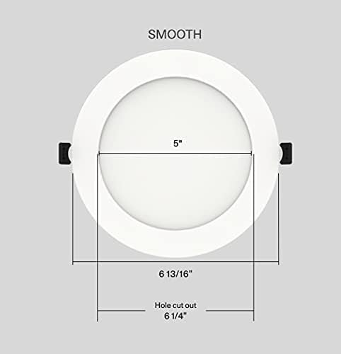 RAB Lighting WFRL-Field-Adjustable Edge-Lit LED Downlight-Canless Wafer Design-Black/White Trim-5CCT Selectable 2700K-5000K-90 CRI-Wet Rated/Dimmable for Modern Ceilings (WFRL6R139FA120WS, 1)